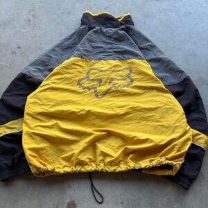 Vintage Tri Tone Black Grey Yellow Boxy Fox Jacket Y2K Skater Streetwear 90s
